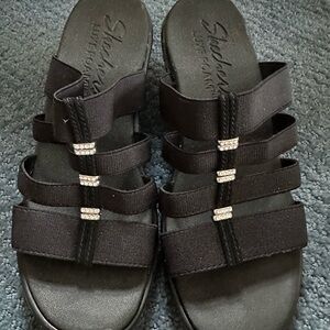 Skechers Black Wedges with Luxe Foam